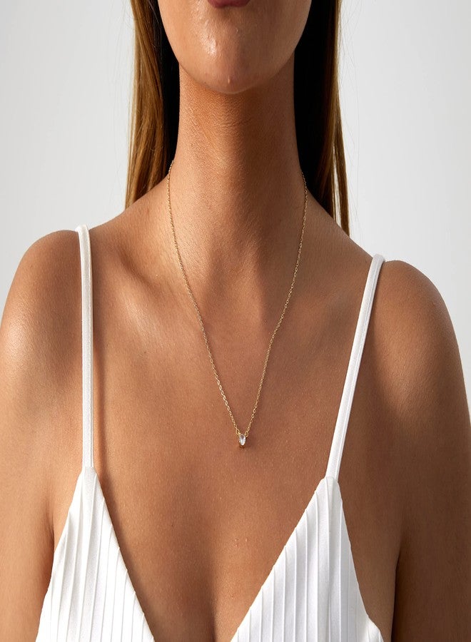 Kyerlyn Diamond Filled CZ Necklace 14K Gold Plated Handmade Cubic Zirconia Adjustable Solitaire Necklace Delicate Simple Jewelry Gift for Women - Image 3